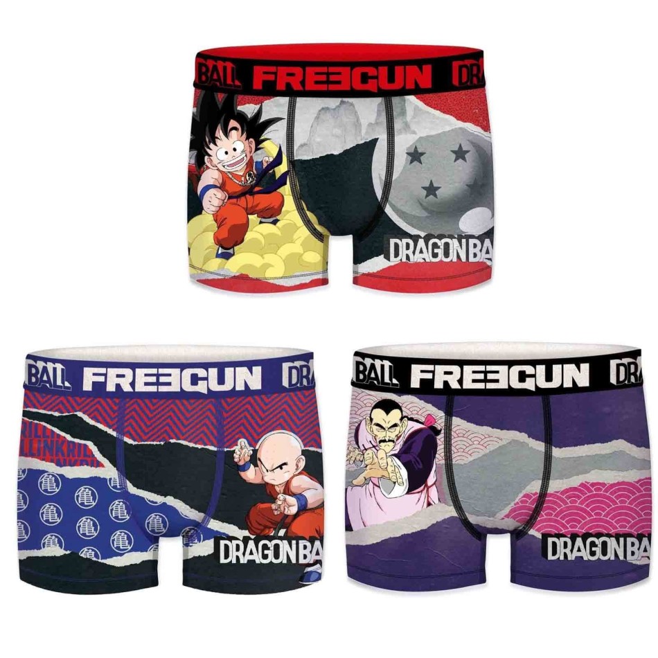 FREEGUN Set med 3 Dragon Ball Boxershorts för män Championnat Martial Arts