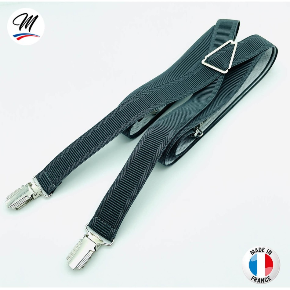 Bretelles X à pinces 2,5 cm de large Bleu Fabrication Française