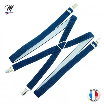 Bretelles en X à pinces/clips Fine (2,5 cm) Bleu - Fabrication Française (Beugels) French Market chez FrenchMarket