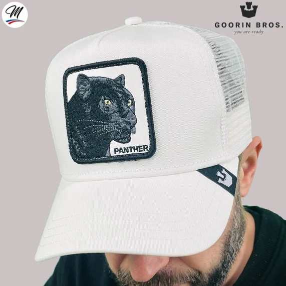 PANTHER Trucker Pet - Panter Wit / Ivoor (Caps) Goorin Bros chez FrenchMarket PANTHER Trucker Pet - Panter Wit / Ivoor (Caps) Goorin Bros chez FrenchMarket