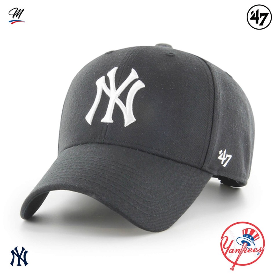 lll➤ NY Cap Black MLB New York Yankees MVP Snapback Black | '47 Brand