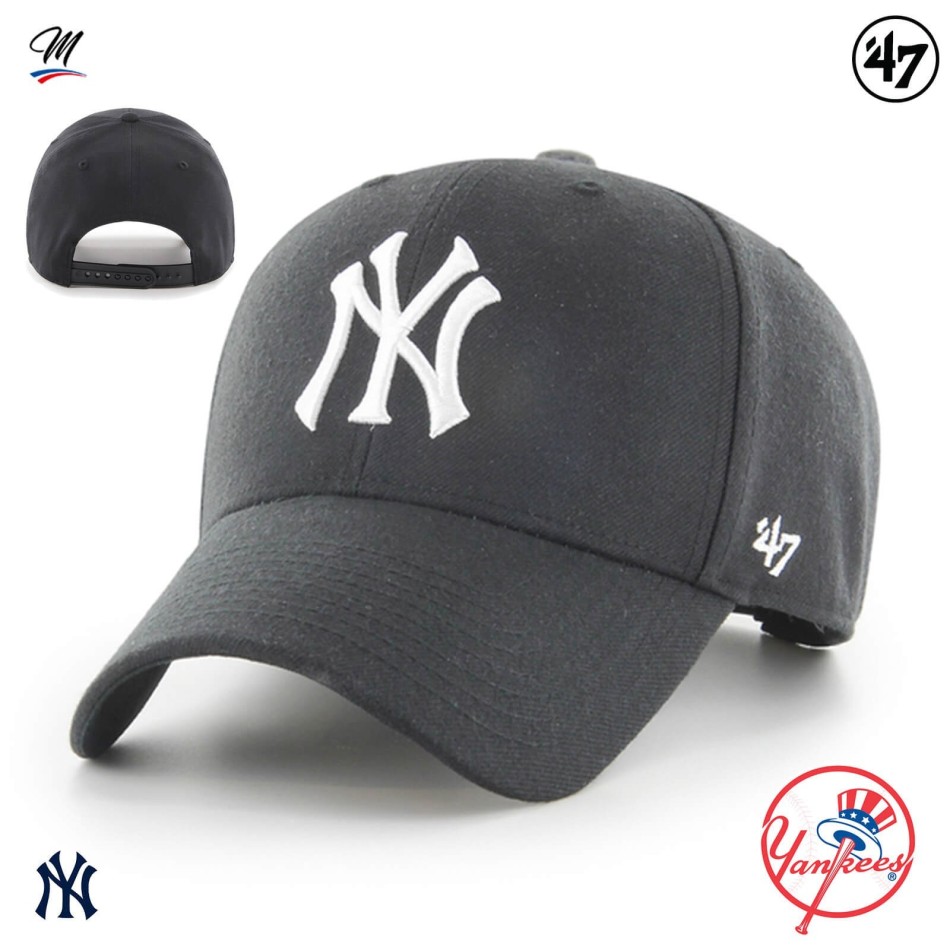 lll➤ NY Cap Black MLB New York Yankees MVP Snapback Black | '47 Brand