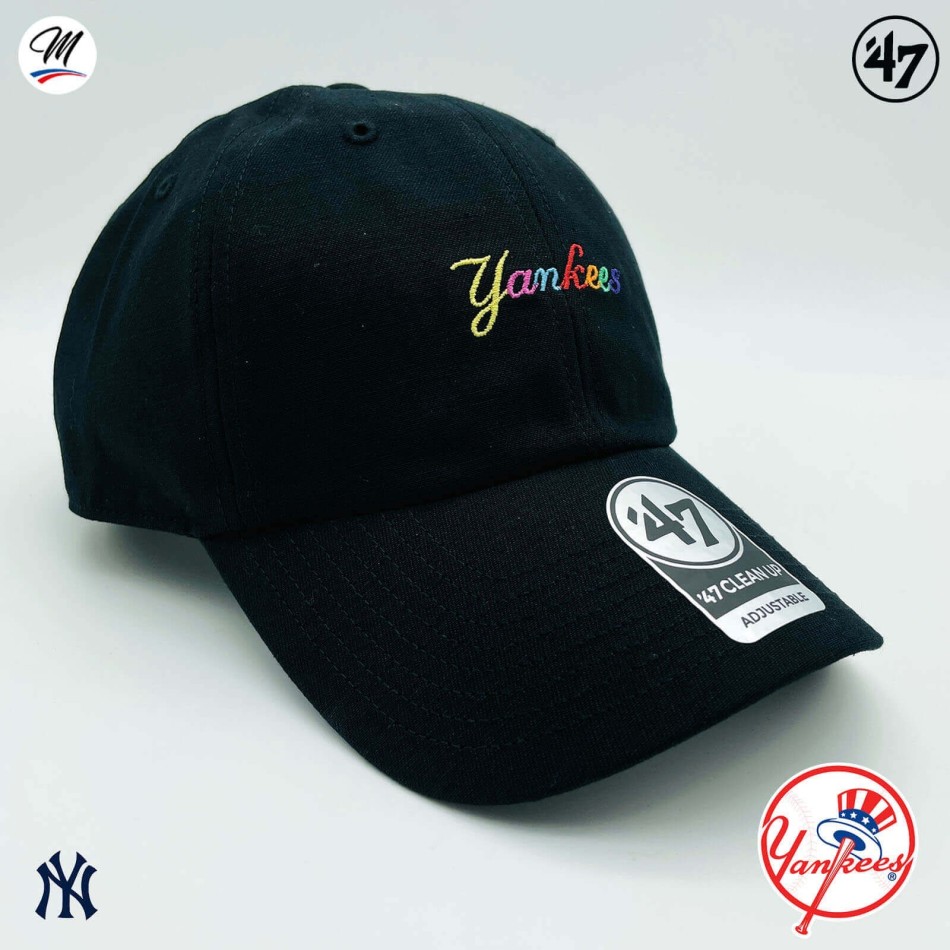 NY Yankees Black "Multi Color Script Clean Up" Cap 100% bomull