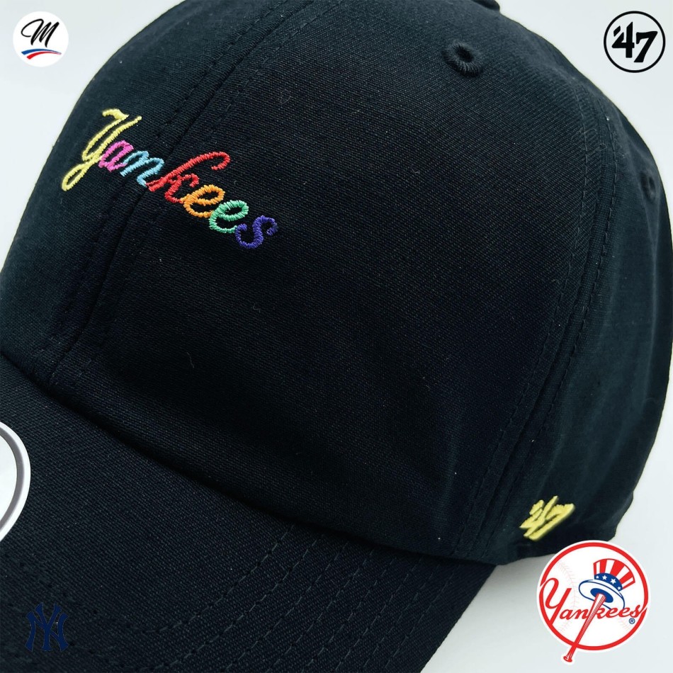NY Yankees Black "Multi Color Script Clean Up" Cap 100% bomull