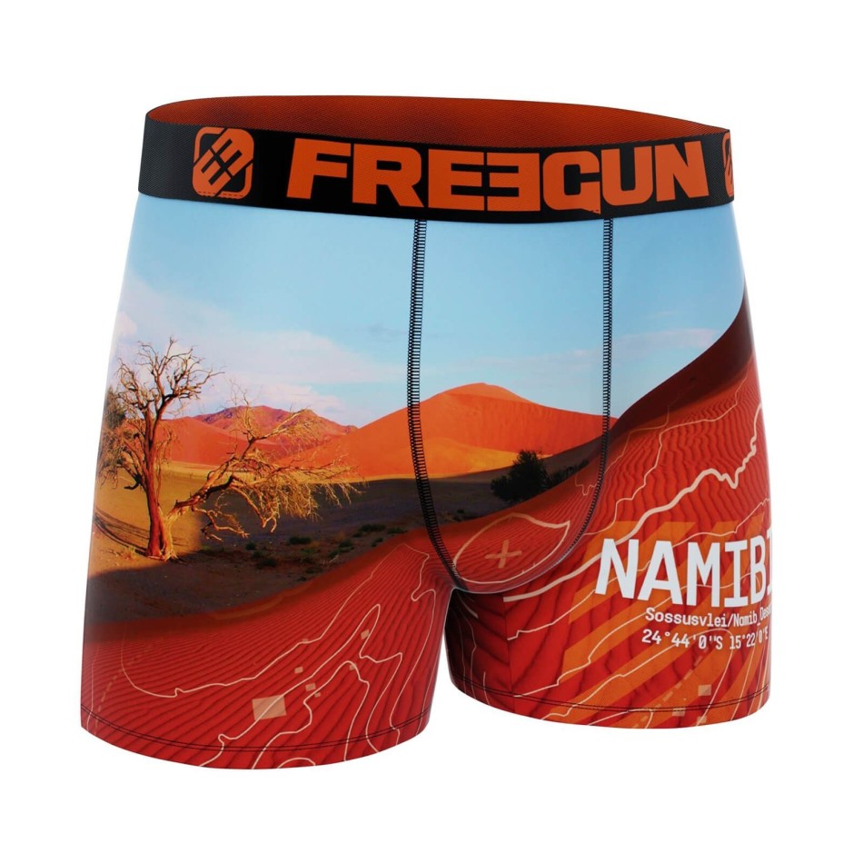FREEGUN Boxer i återvunnen mikrofiber för män "Paysage du Monde" New