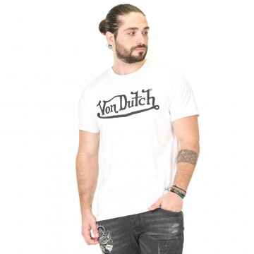 Von Dutch T-Shirt Homme Classic Blanc Logo Noir (T Shirts) Von Dutch chez FrenchMarket
