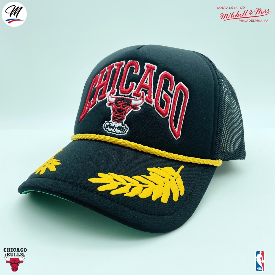 NBA Chicago Bulls HWC "Gold Leaf" Trucker Cap (NBA-Kappe) Mitchell & Ness auf FrenchMarket