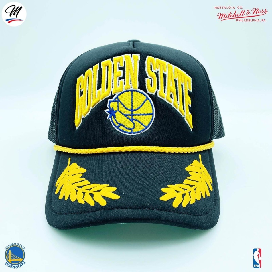 Cappello Trucker NBA "Foglia d'oro" dei Golden State Warriors HWC (Cappello NBA) Mitchell & Ness chez FrenchMarket