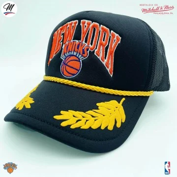 New York Knicks HWC "Gold Leaf" NBA Trucker Cap (Caps) Mitchell & Ness on FrenchMarket