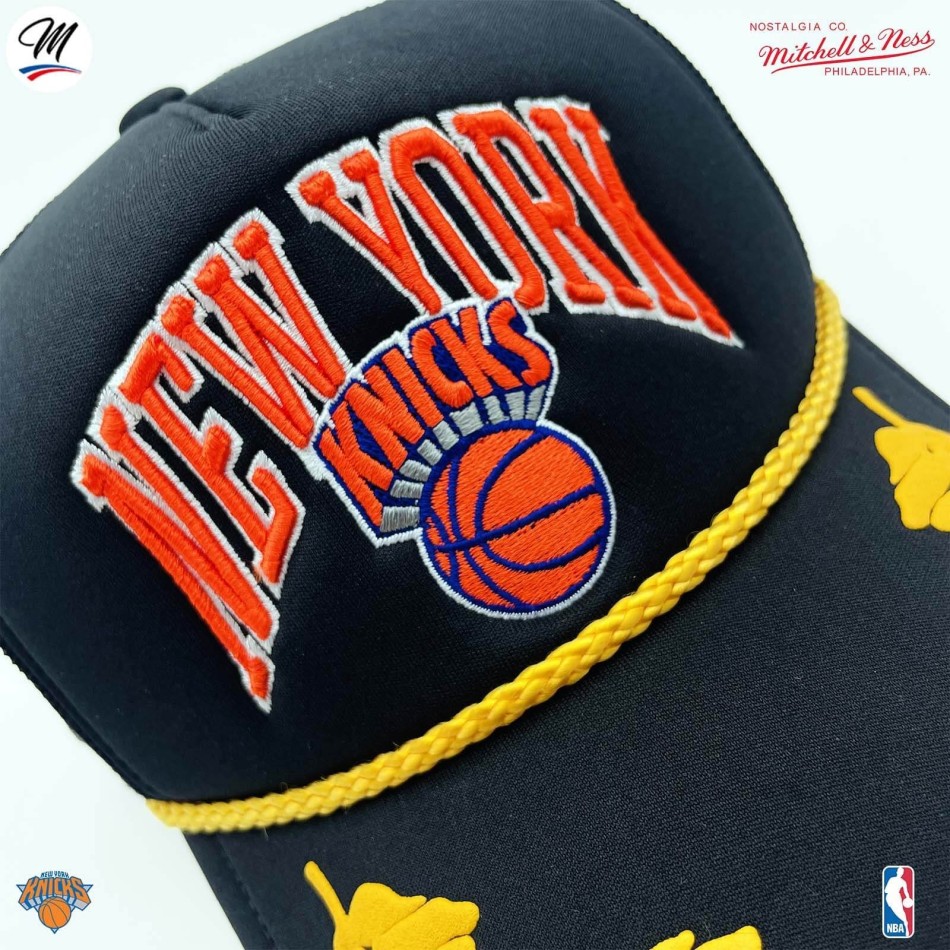 NBA New York Knicks HWC "Gold Leaf" Trucker Cap (NBA-Kappe) Mitchell & Ness auf FrenchMarket
