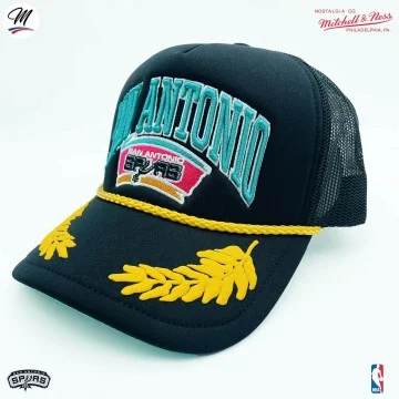San Antonio Spurs HWC "Gold Leaf" NBA Trucker Cap (Caps) Mitchell & Ness on FrenchMarket