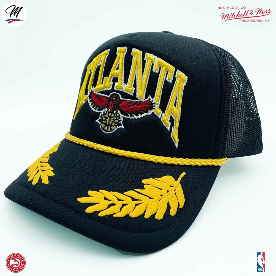 NBA Atlanta Hawks HWC "Gold Leaf" Trucker Cap (NBA-Kappe) Mitchell & Ness auf FrenchMarket