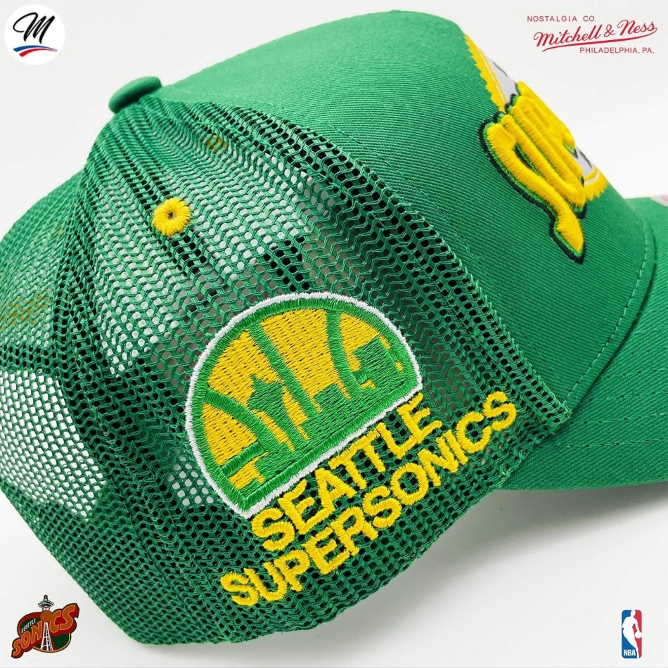 Casquette Trucker NBA Seattle Supersonics HWC "Team Seal" (Casquette NBA) Mitchell & Ness chez FrenchMarket