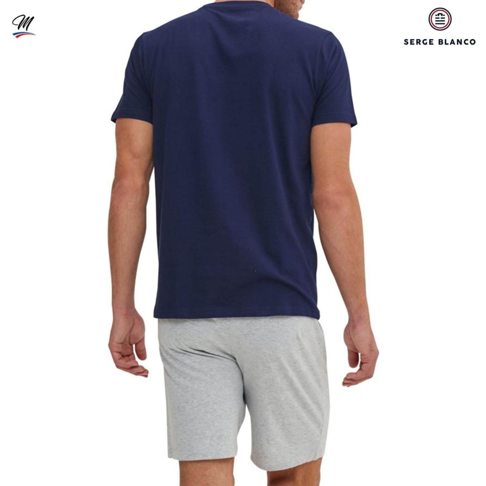 SERGE BLANCO Kort pyjamas set i bomull "Navy Ng