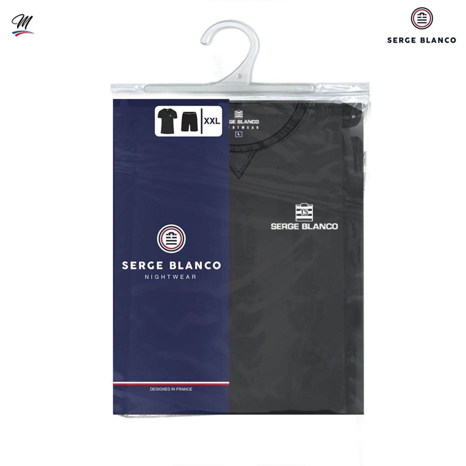 SERGE BLANCO Kort pyjamas set i bomull "Navy Ng