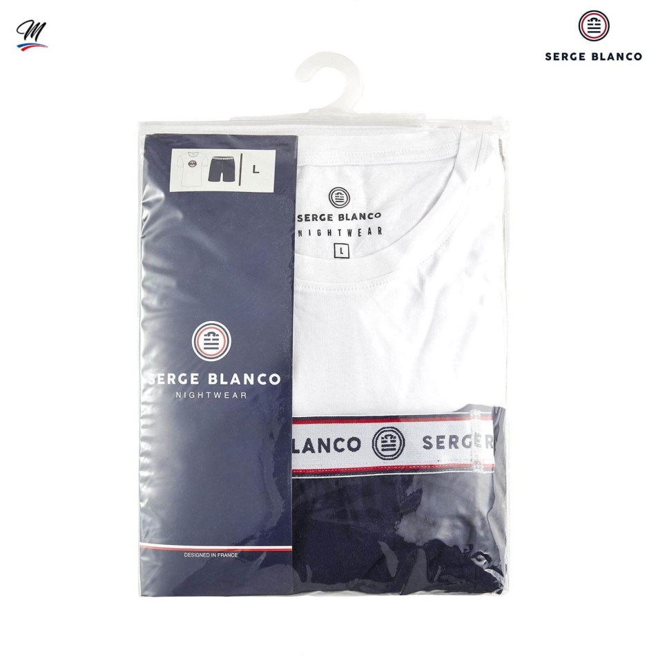 SERGE BLANCO Pyjamas kort bomull "Super Papa" | Fars dag special