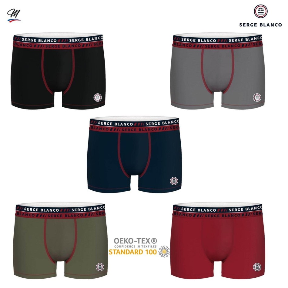 SERGE BLANCO Set of 5 Men's Cotton Boxers | Rugby Fan's