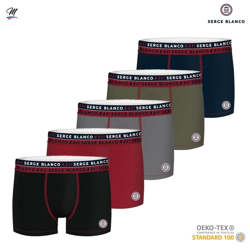 SERGE BLANCO Set of 5 Men's Cotton Boxers | Rugby Fan's