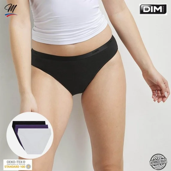 Lot de 3 Culottes Unies Coton Stretch "EcoDim" (Culotte Femme) Dim chez FrenchMarket