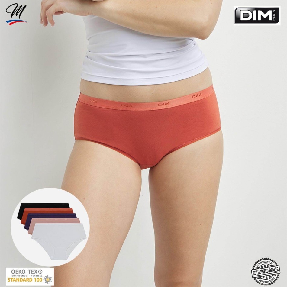 Lot de 5 Boxers Unis Coton Stretch "EcoDim" (Boxer Femme) Dim chez FrenchMarket