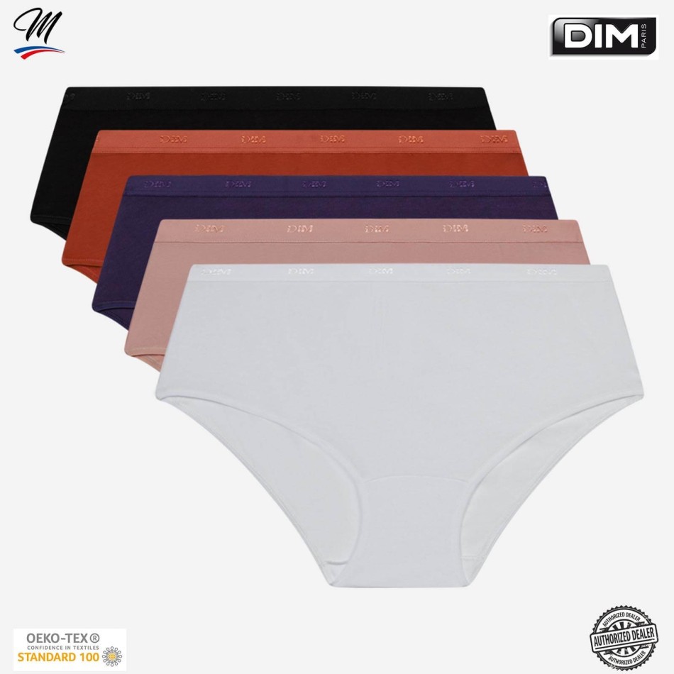 Lot de 5 Boxers Unis Coton Stretch "EcoDim" (Boxer Femme) Dim chez FrenchMarket