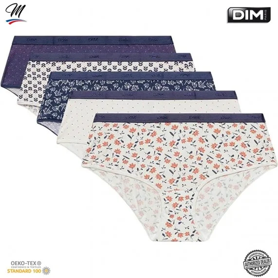 Lot de 5 Boxers Fantaisie Coton Stretch "Les Pockets de Dim" (Boxer Femme) Dim chez FrenchMarket