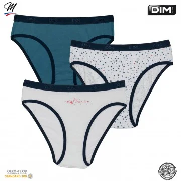Lot de 3 Culottes Fille Fantaisie Coton Stretch "Les Pockets" (Culottes) Dim chez FrenchMarket