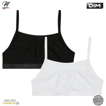 Set di 2 reggiseni elasticizzati in cotone "EcoDIM" per bambina (Reggiseni) Dim chez FrenchMarket