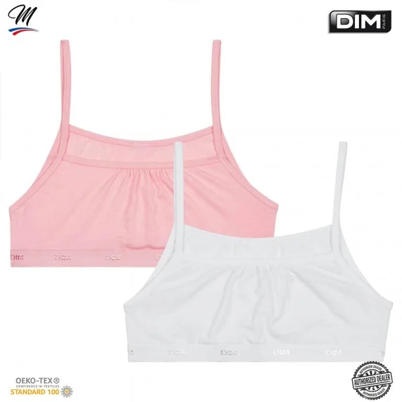 Lot de 2 Brassières Fille Coton Stretch "EcoDIM" (Brassières et Soutiens-gorge) Dim chez FrenchMarket