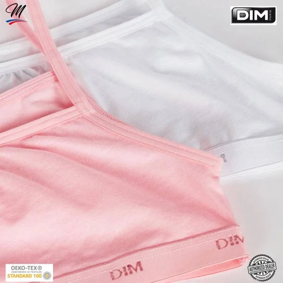 Set di 2 reggiseni elasticizzati in cotone "EcoDIM" per bambina (Reggiseni) Dim chez FrenchMarket