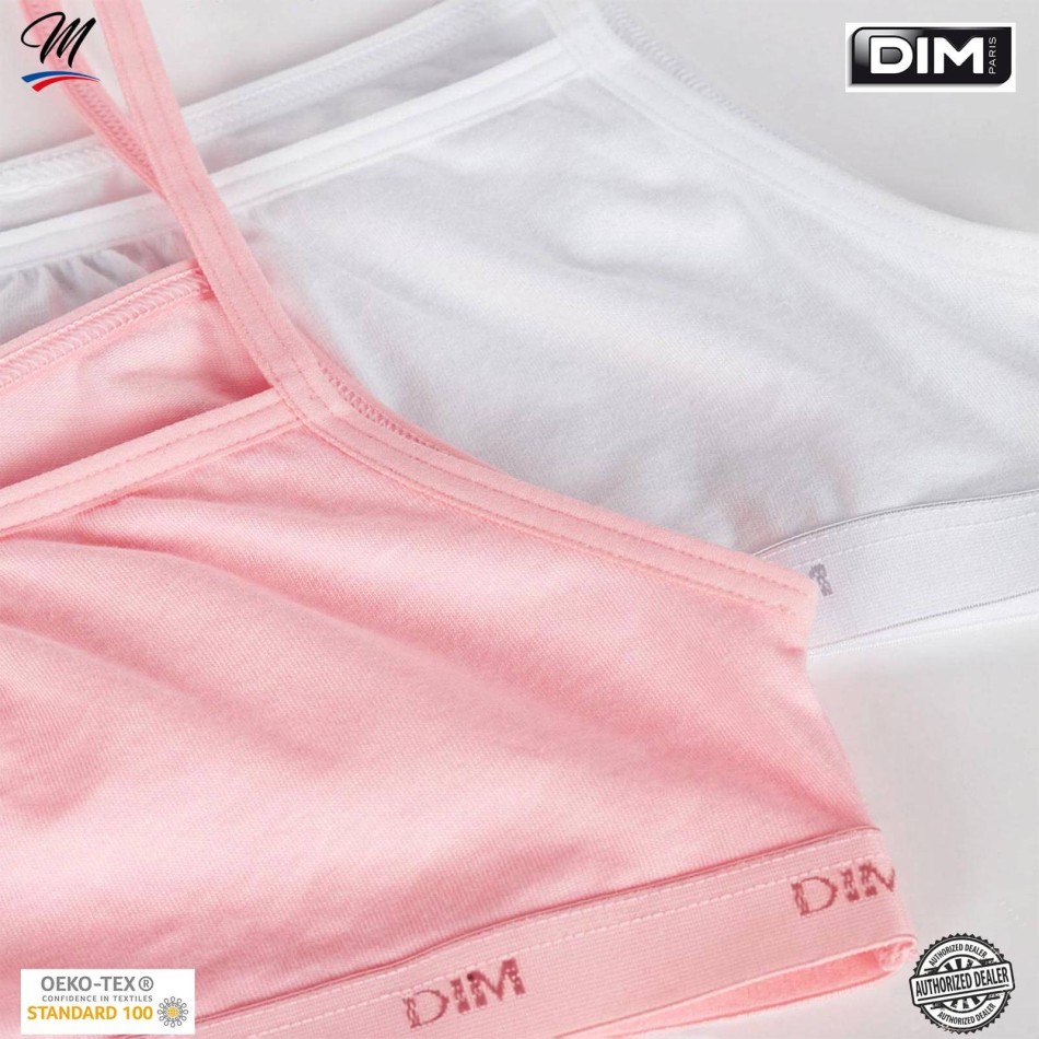 Set di 2 reggiseni elasticizzati in cotone "EcoDIM" per bambina (Reggiseni) Dim chez FrenchMarket