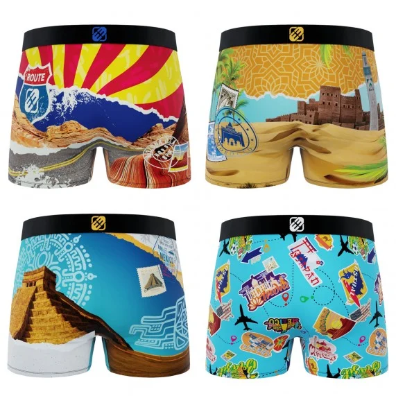 Set di 4 boxer in microfibra riciclata Paysage du Monde per ragazzi (Confezione di boxer da ragazzo) Freegun chez FrenchMarket
