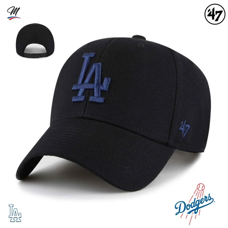 '47 Brand - Casquette MLB Los Angeles Dodgers MVP Snapback Noir Taille Unique Noir Logo Bleu Marine