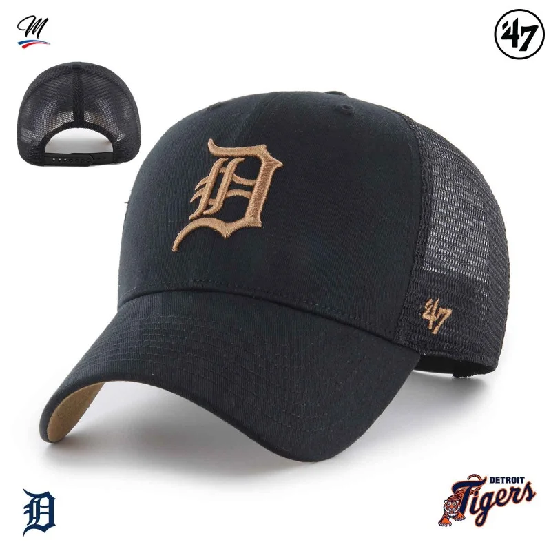 '47 Brand - Casquette Trucker MLB Detroit Tigers "Ballpark Mesh MVP" Taille Unique Noir Logo Marron