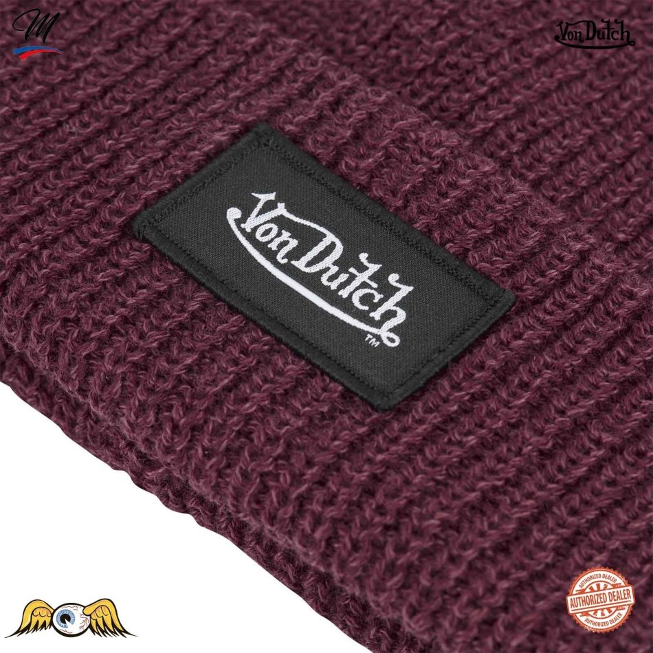 Bonnet en côtes Anglaises avec étiquettes tissée (Berretto) Von Dutch chez FrenchMarket