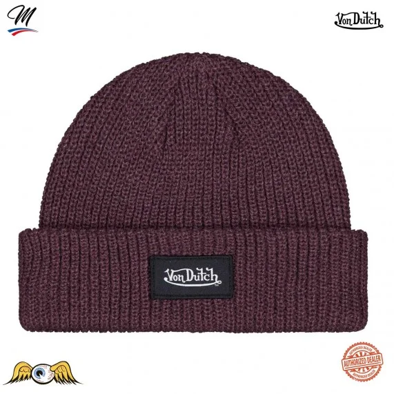 Bonnet en côtes Anglaises avec étiquettes tissée (Berretto) Von Dutch chez FrenchMarket