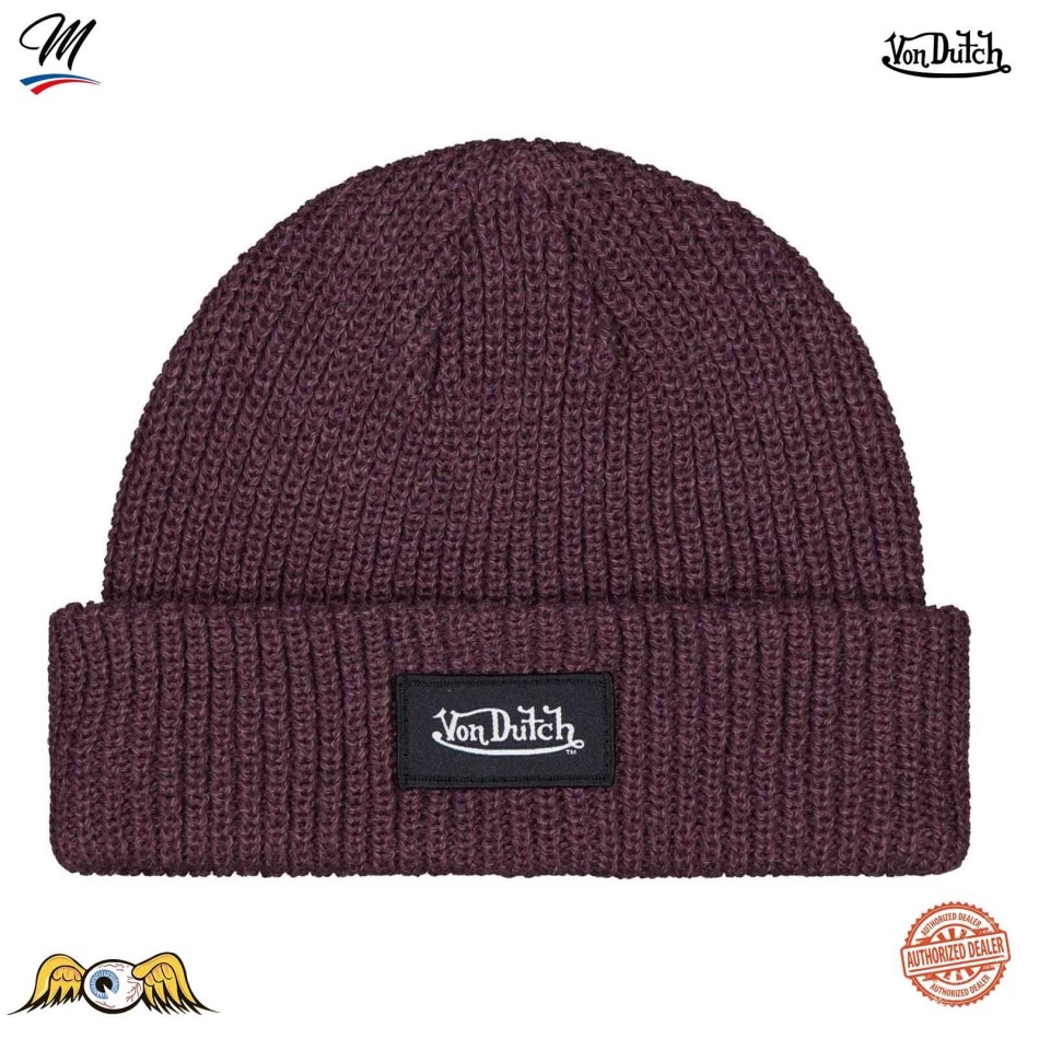 Bonnet en côtes Anglaises avec étiquette tissée (Bonnets) Von Dutch chez FrenchMarket