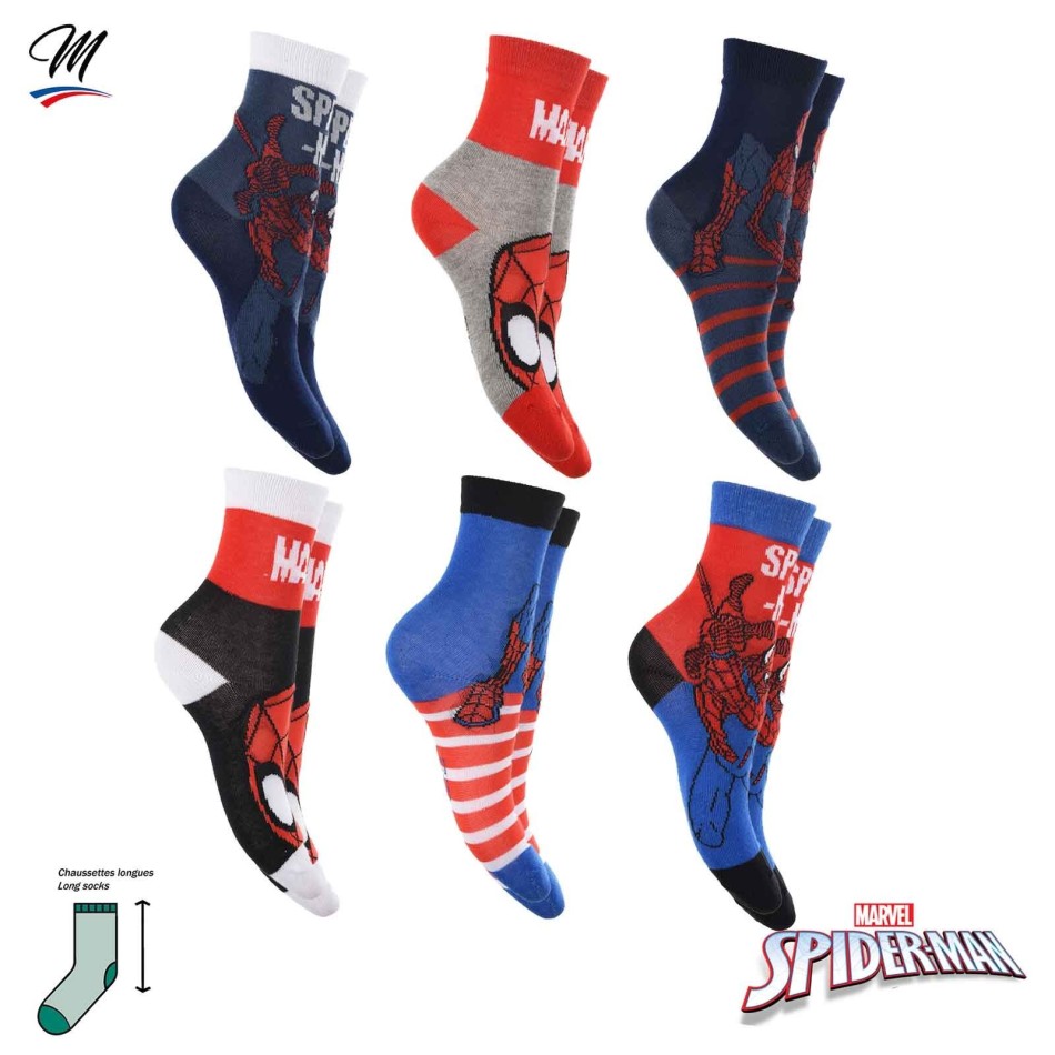 Lot de 6 Paires de Chaussettes Garçon MARVEL Spider-Man