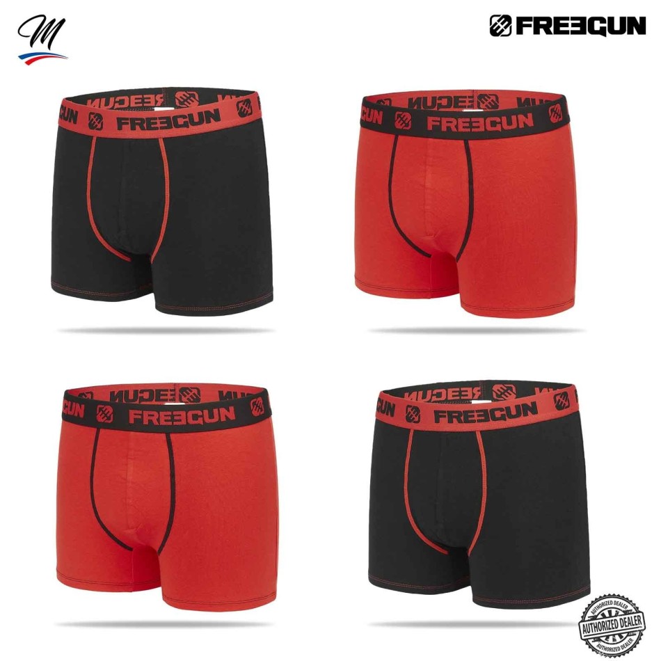 FREEGUN Set med 4 boxershorts för män i premium bomullsboxers French Market