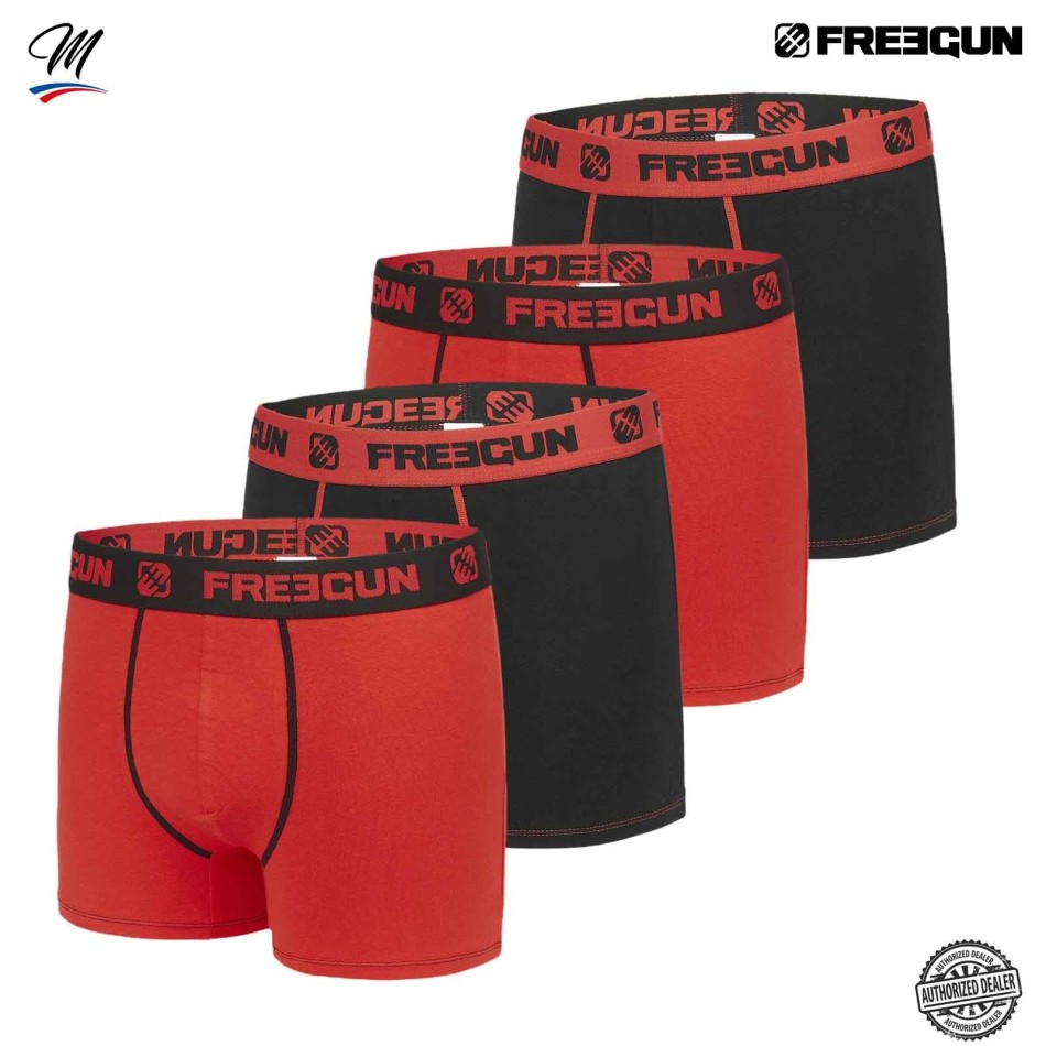 FREEGUN Set med 4 boxershorts för män i premium bomullsboxers French Market