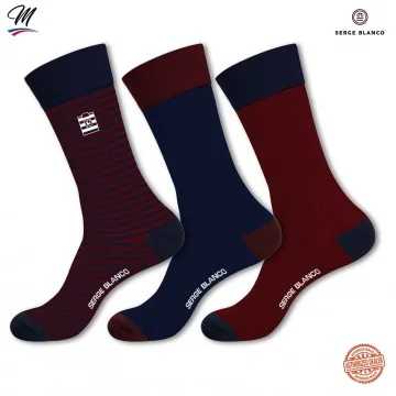 3 Paar Herrensocken aus Baumwolle "Rugby Streifen" (Fancy) Serge Blanco auf FrenchMarket