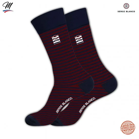 Set of 3 pairs of Men's Cotton Rugby Stripes Socks (Fancy socks) Serge Blanco on FrenchMarket