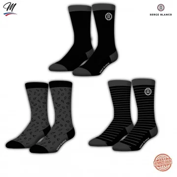 3 Paar "Rugby 15" Herrensocken aus Baumwolle (Fancy) Serge Blanco auf FrenchMarket