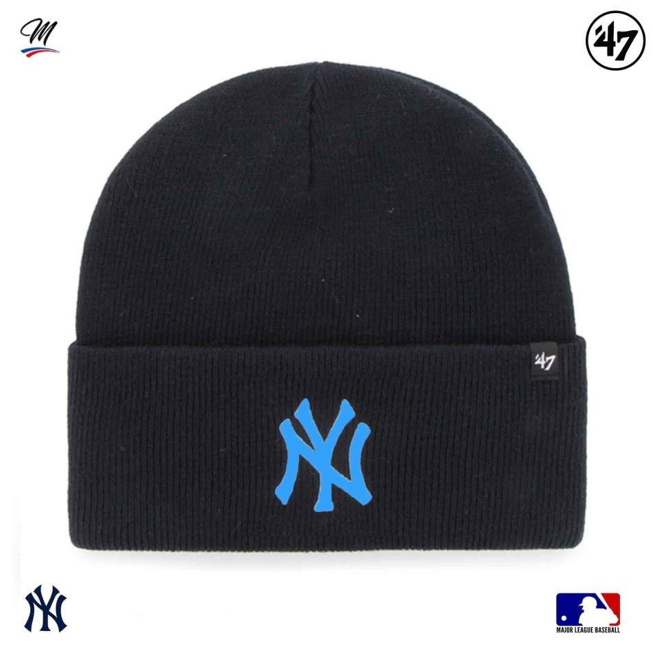 47 Brand Blue Beanie MLB New York Yankees Haymaker Logo NY