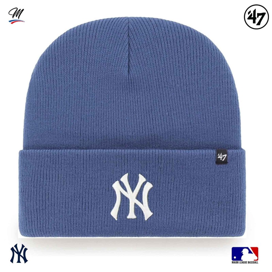 47 Brand Blue Beanie MLB New York Yankees Haymaker Logo NY