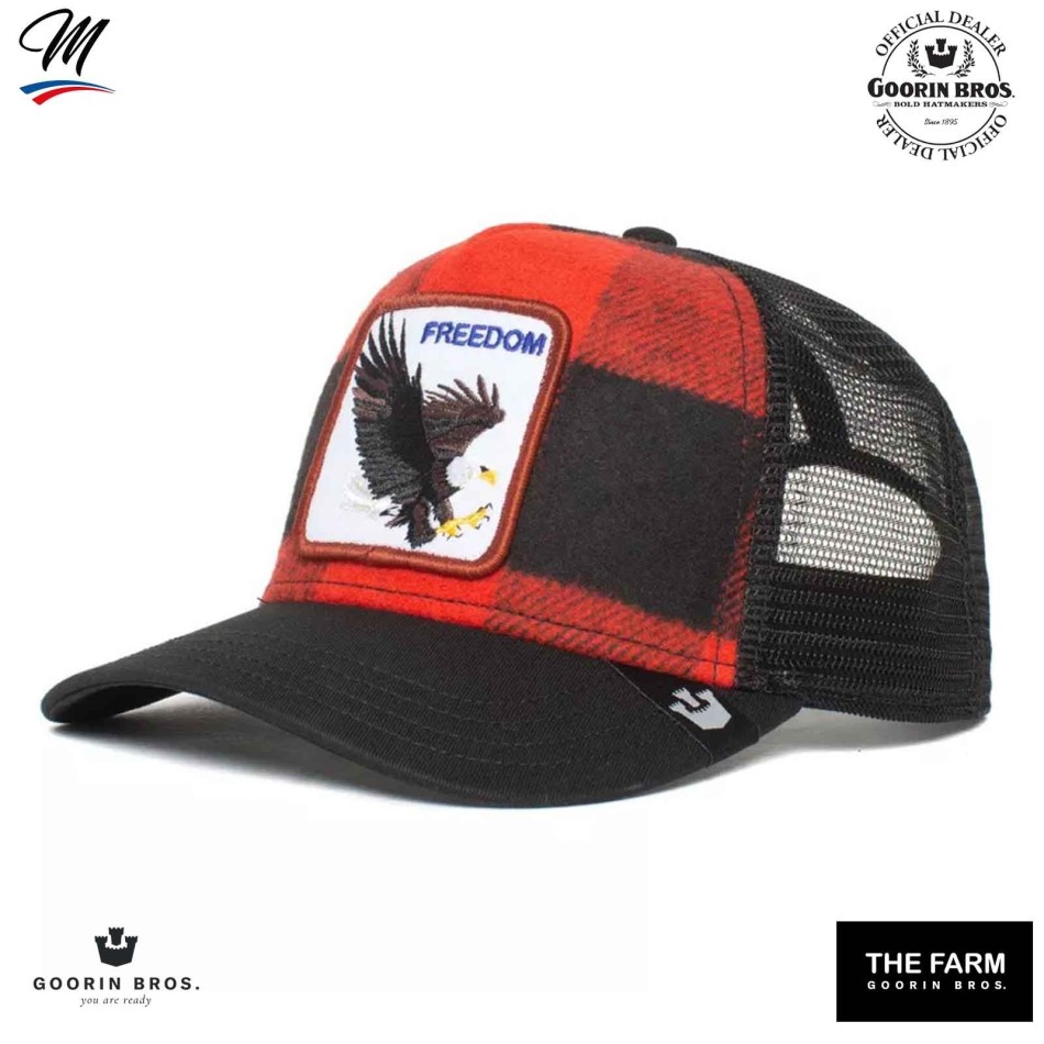 FREEDOM - Eagle "Ski Free" Trucker Checkered Cap (Caps) Goorin Bros on FrenchMarket