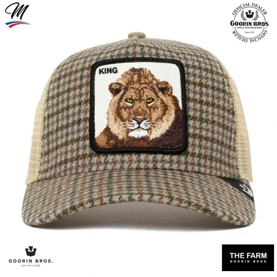 KING Checkered Trucker Cap - "Lodge King" Lion (Caps) Goorin Bros on FrenchMarket