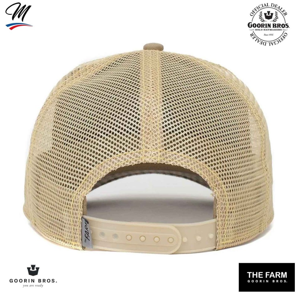 GOORIN BROS Beige Trucker rutig keps KING Lion "Lodge King
