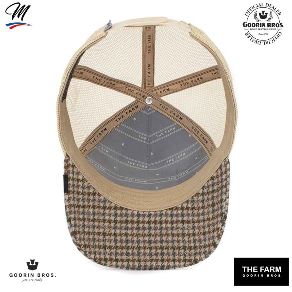 GOORIN BROS Beige Trucker rutig keps KING Lion "Lodge King