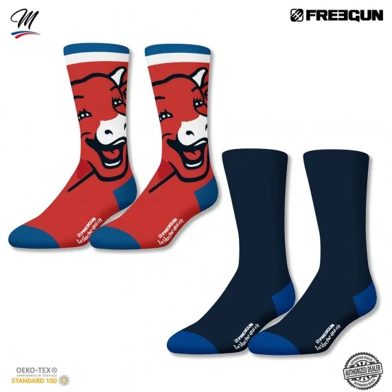 2er-Pack Herren-Socken "La Vache qui rit" (Die lachende Kuh) (Fancy) Freegun auf FrenchMarket